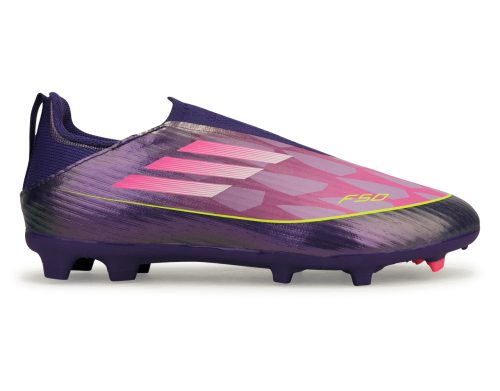 adidas Kids Lamine Yamal F50 League Laceless FG/MG Purple/Lemon