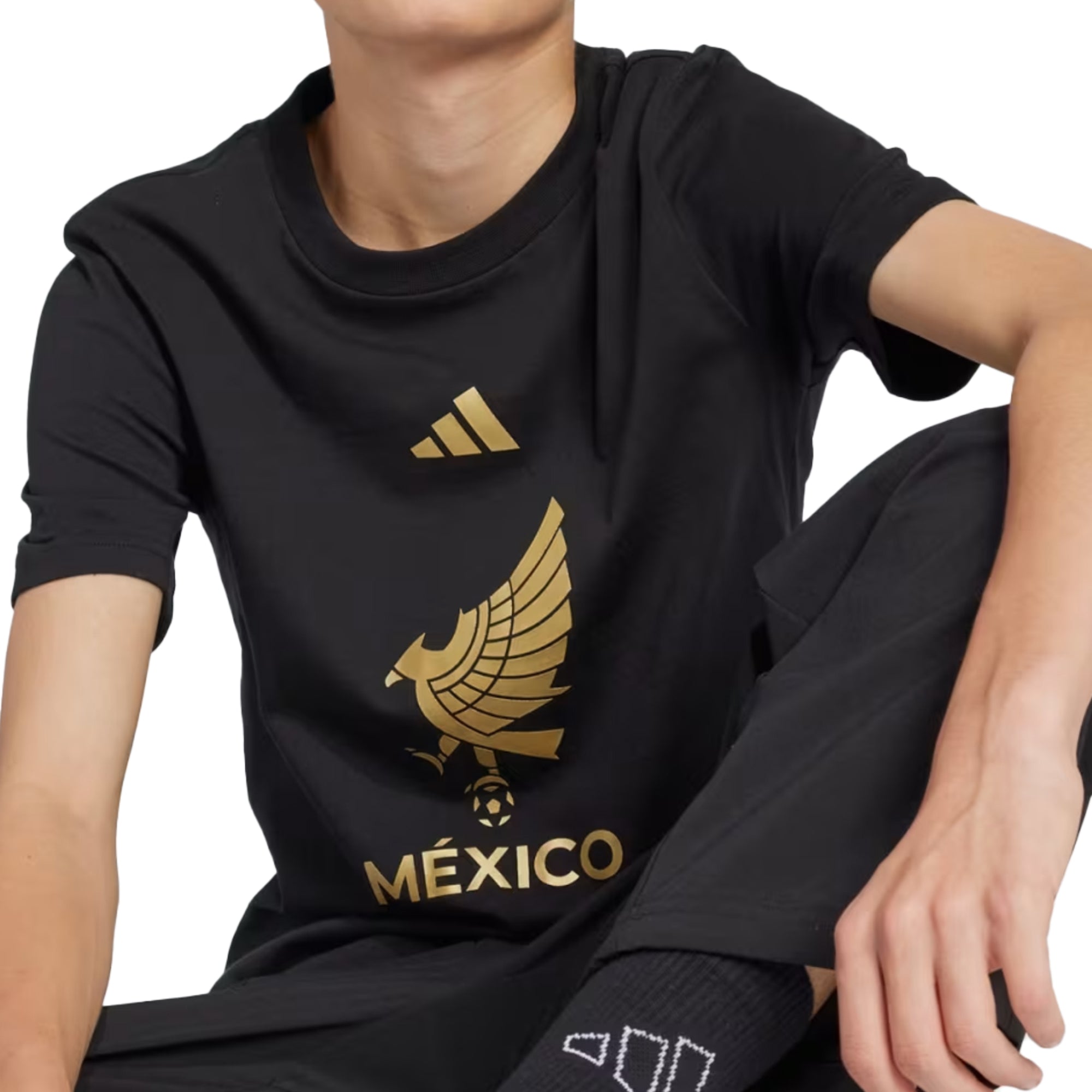 adidas Kids Mexico Gold 2025/26 DNA Tee Black/Gold - Image 3