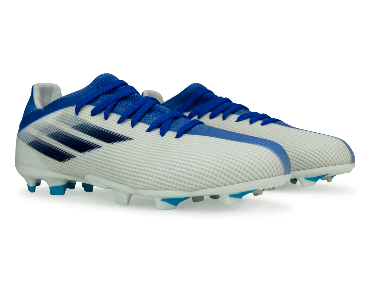 adidas Kids X Speedflow.3 FG White/Navy/Sky Blue - Image 3