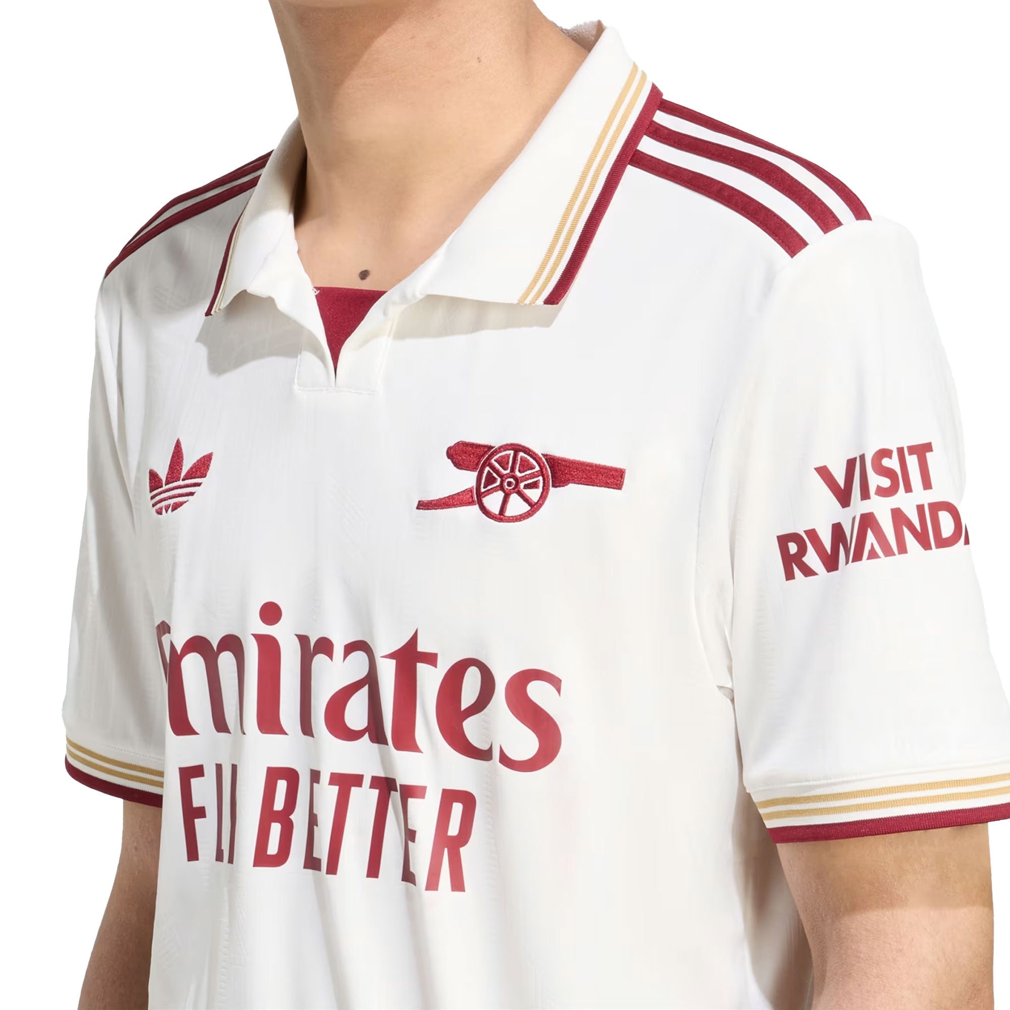adidas Men's Arsenal 2025/26 Third Jersey Cloud White/Burgundy - Image 3