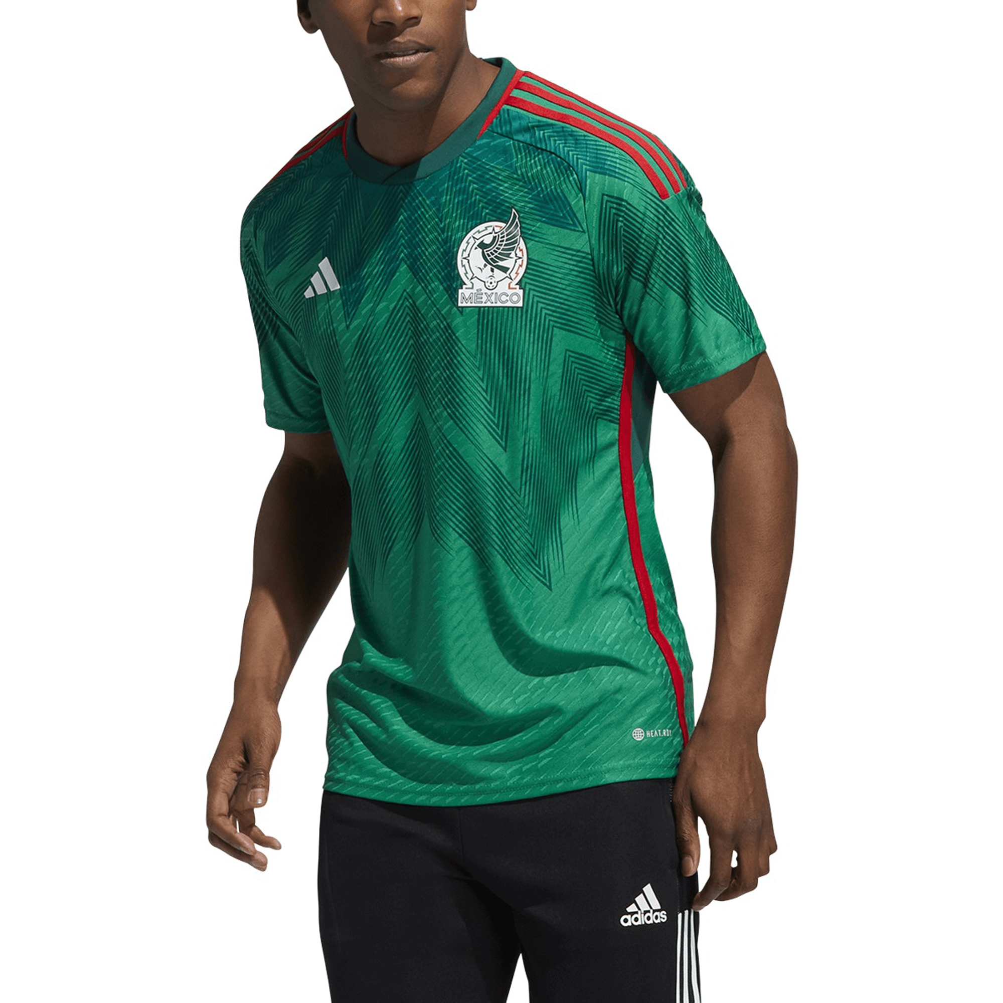 adidas Men's Mexico 2022 Authentic Home Jersey Vivid Green/Green - Image 2