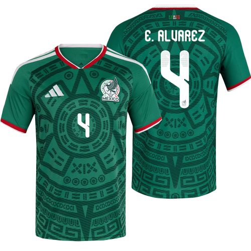 adidas Men's Mexico World Cup 2026 Authentic Home Jersey w/ E. Alvarez #4 Printing