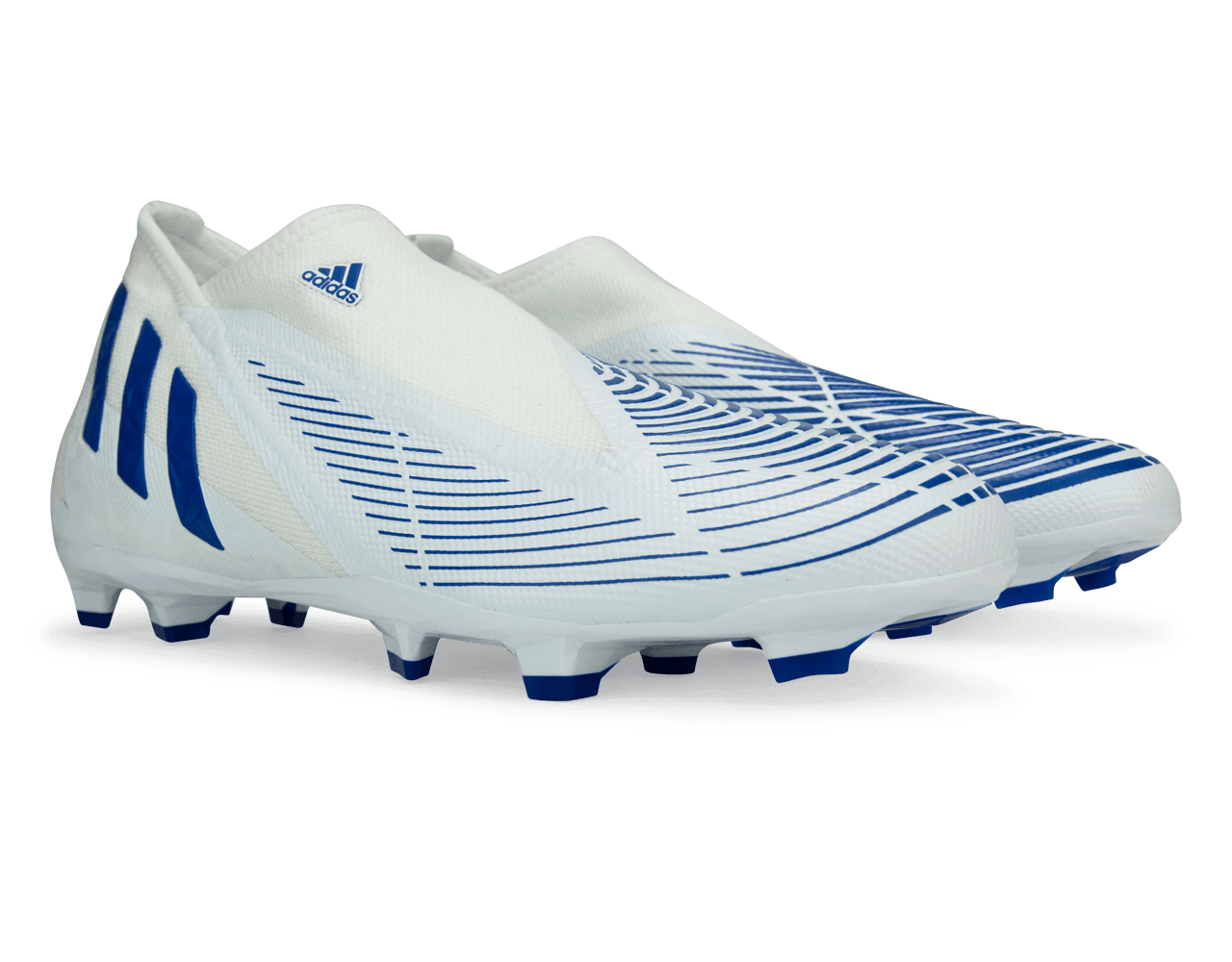 adidas Men's Predator Edge.3 Laceless FG White/Hi-Res Blue - Image 3