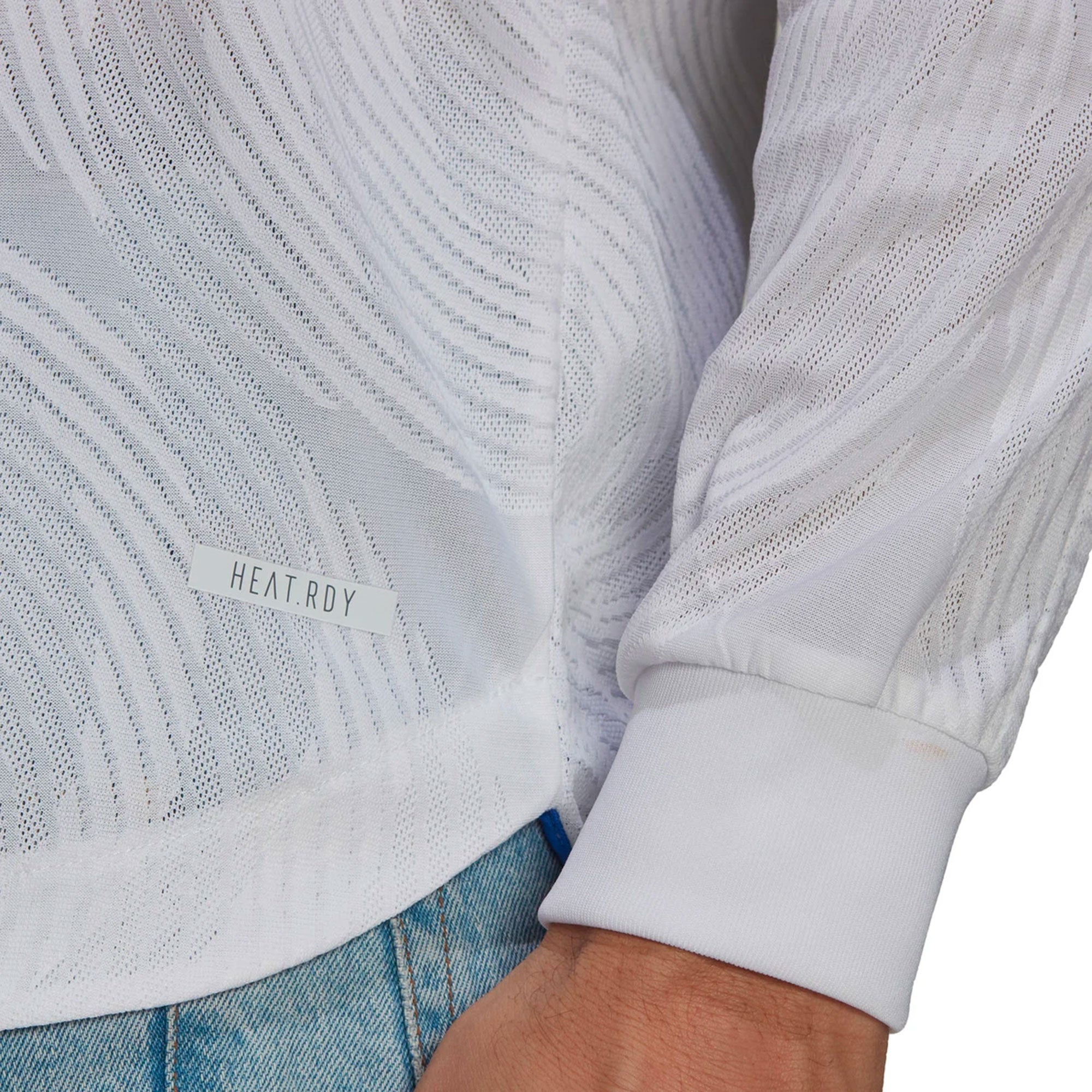 adidas Men's Real Madrid 2021/22 Long Sleeve Authentic Home Jersey White/Blue - Image 6