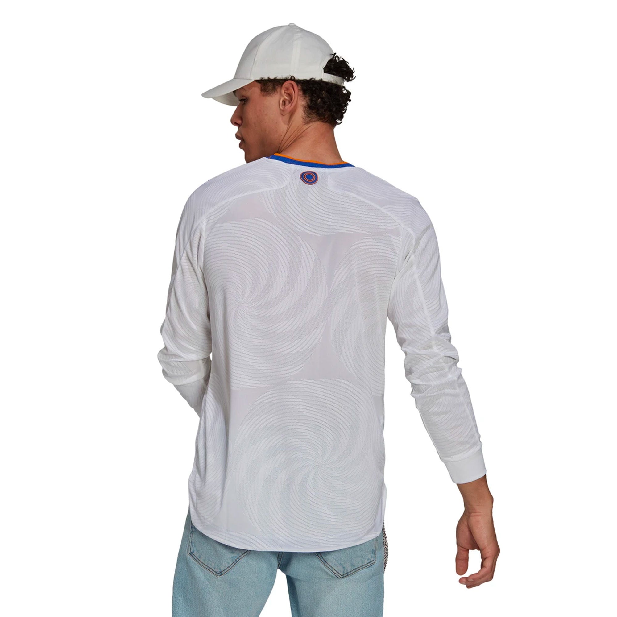 adidas Men's Real Madrid 2021/22 Long Sleeve Authentic Home Jersey White/Blue - Image 2