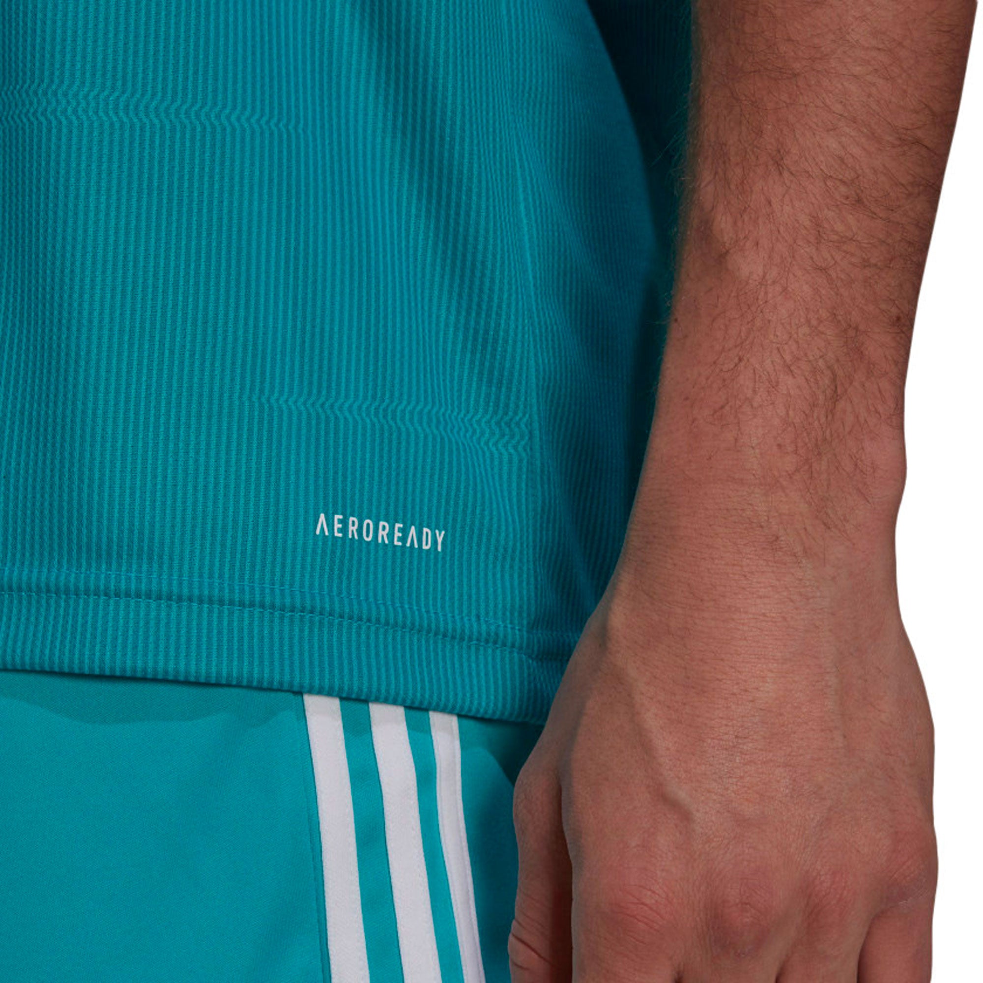 adidas Men's Real Madrid 2021/22 Third Jersey Aqua/White - Image 3