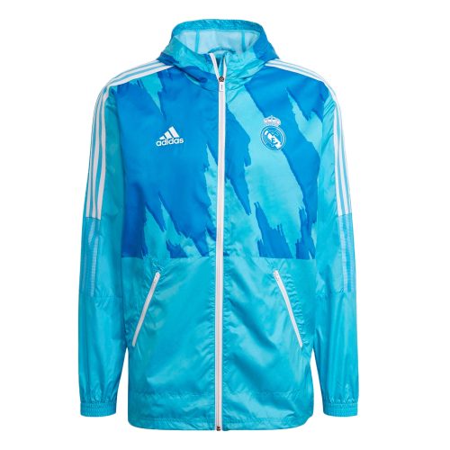 adidas Men's Real Madrid 2021 Windbreaker Bright Cyan
