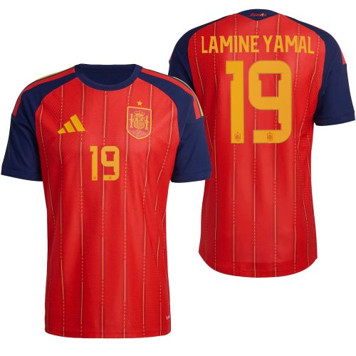 adidas Men's Spain World Cup 2026 Authentic Home Jersey w/ Lamine Yamal #19 Printing
