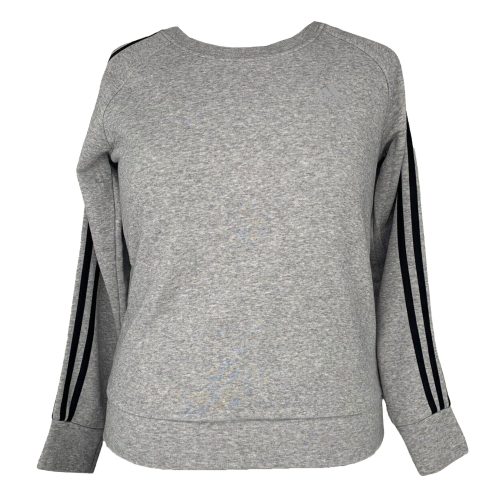 adidas Women's 3 Stripe Fleece Crew Sweatshirt Grey/Black