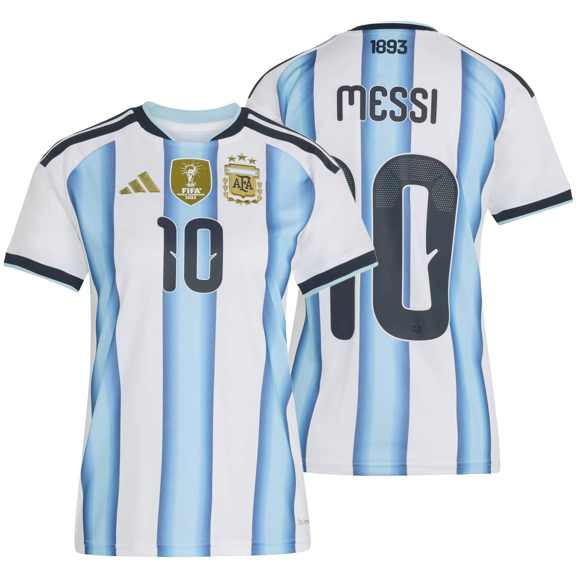 adidas Women's Argentina World Cup 2026 Home Jersey w/ Messi #10 Printing