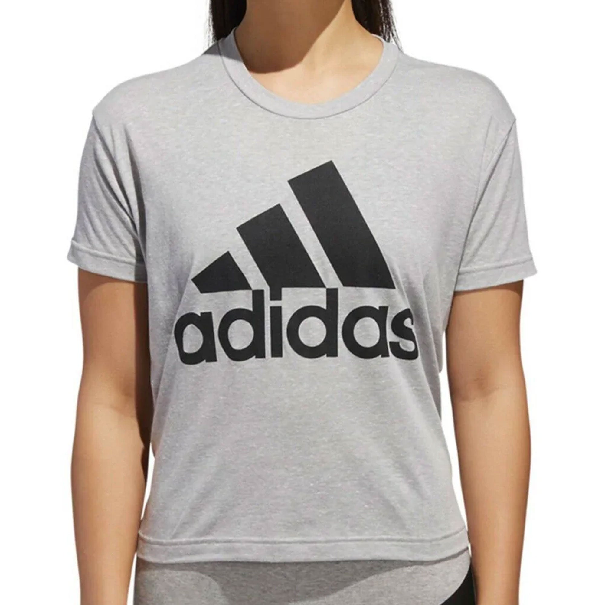 adidas Women's Boxy Badge Of Sport Tee Heather Grey/Black