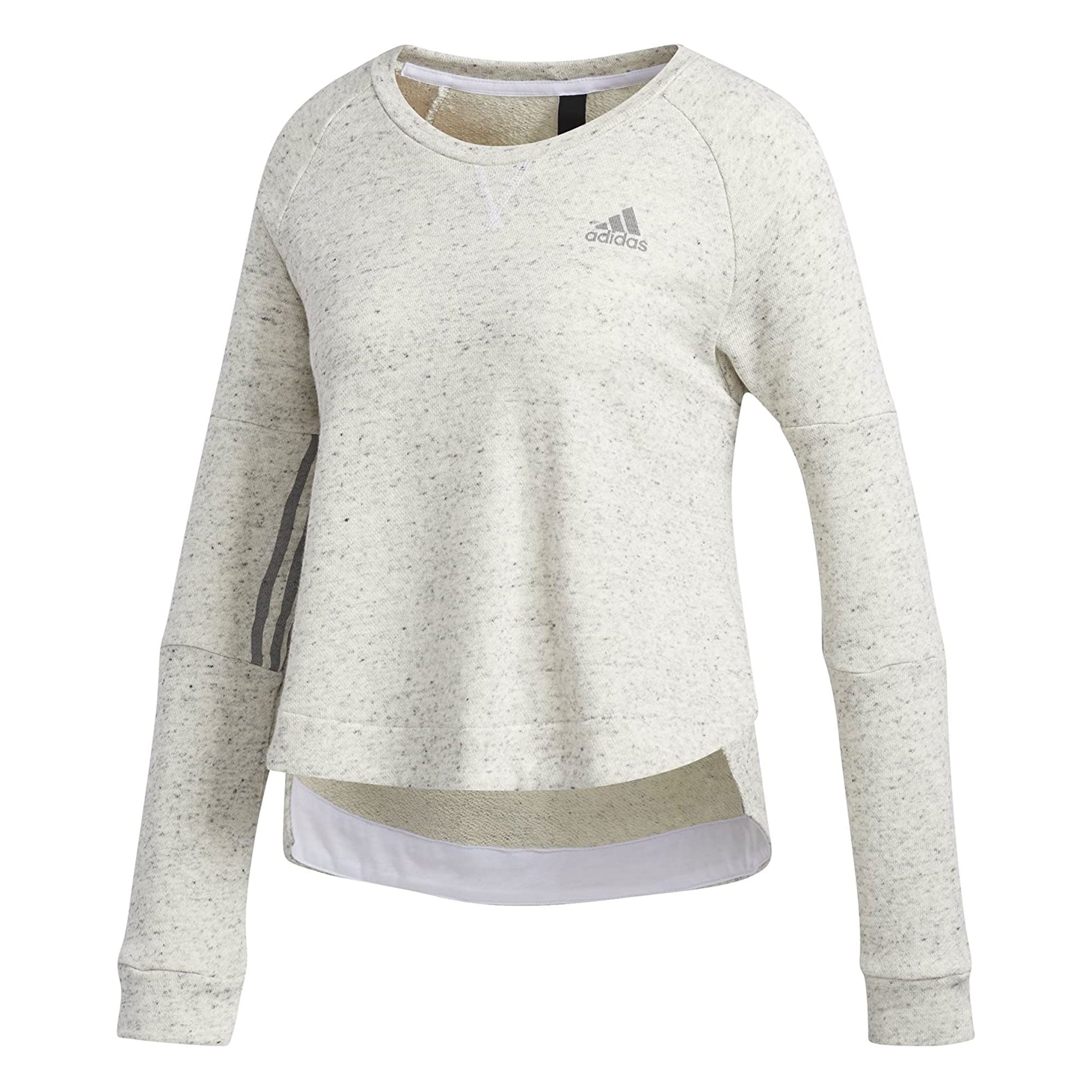 adidas Women's S2S Crew Neck Cropped PullOver Sweatshirt White/Grey