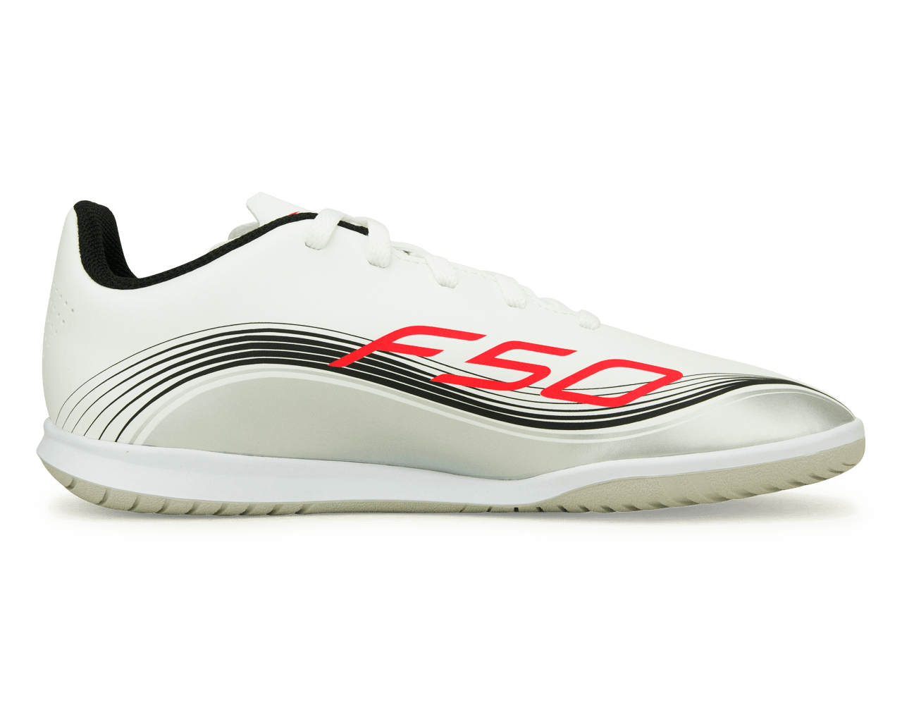 adidas Kids F50 Club Messi IN White/Red/Silver - Image 2