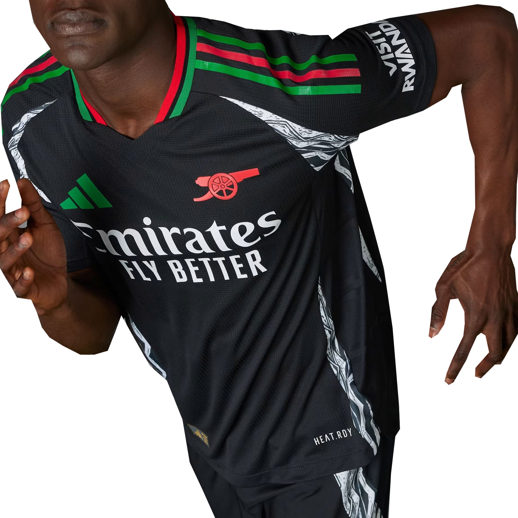 adidas Men's Arsenal 2024/25 Authentic Away Jersey Black/Green - Image 3