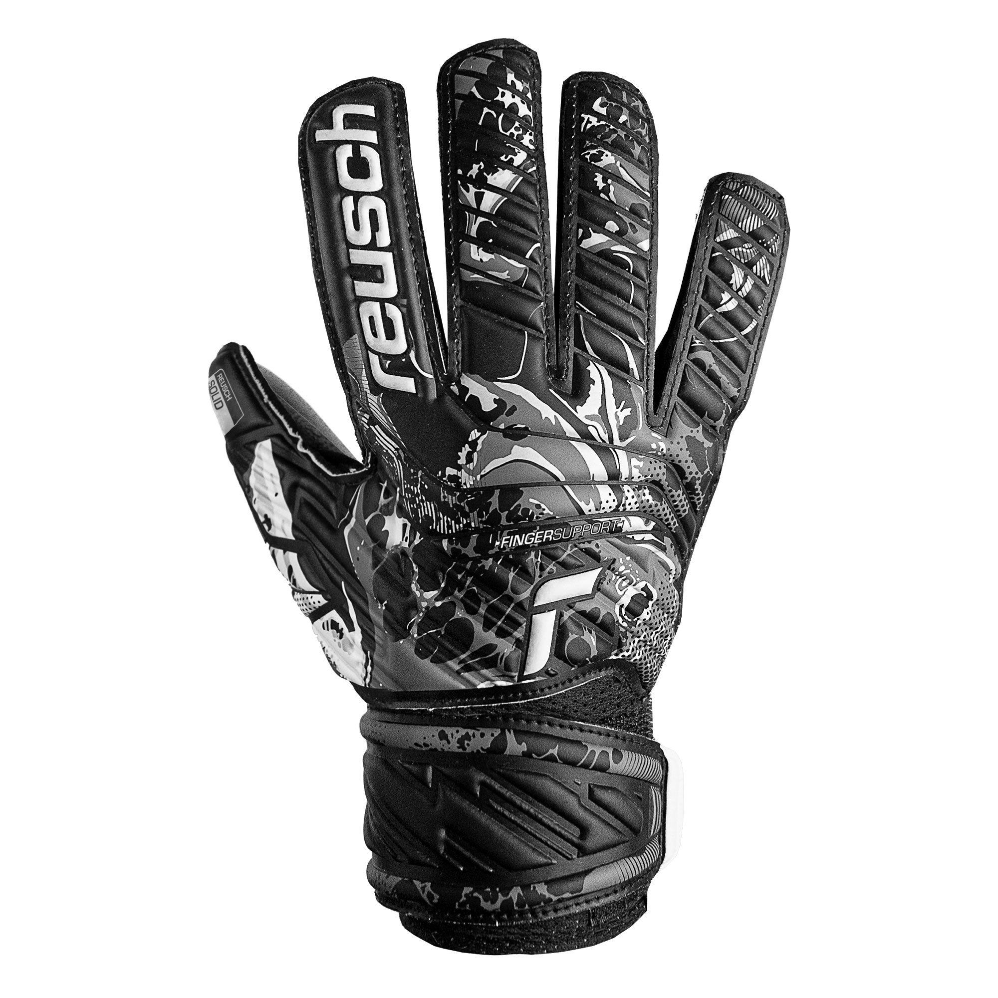 Reusch Kids Attrakt Solid Fingersave Goalkeeper Gloves Black/White - Image 2