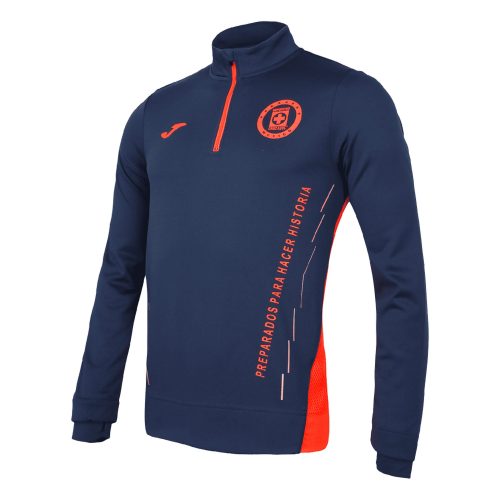 Joma Men's Cruz Azul 2021/22 1/4 Zip Sweatshirt Navy/Orange Red
