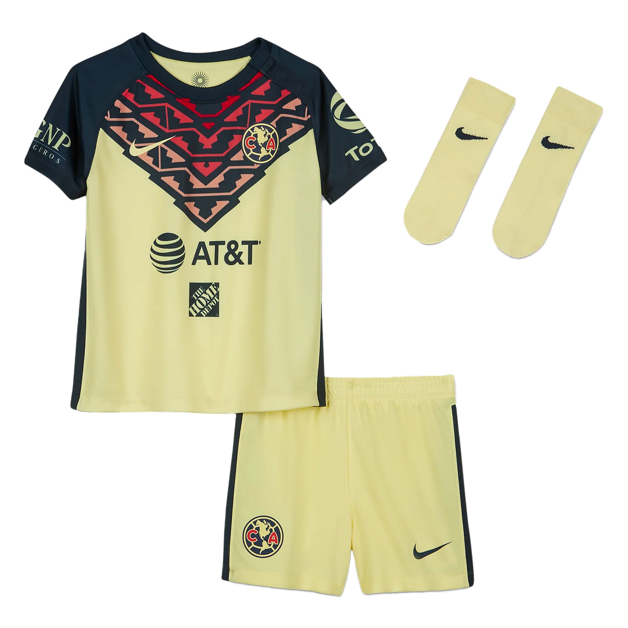Nike Kids Club America 2021/22 Home Mini Kit Lemon Chiffon/Armory Navy