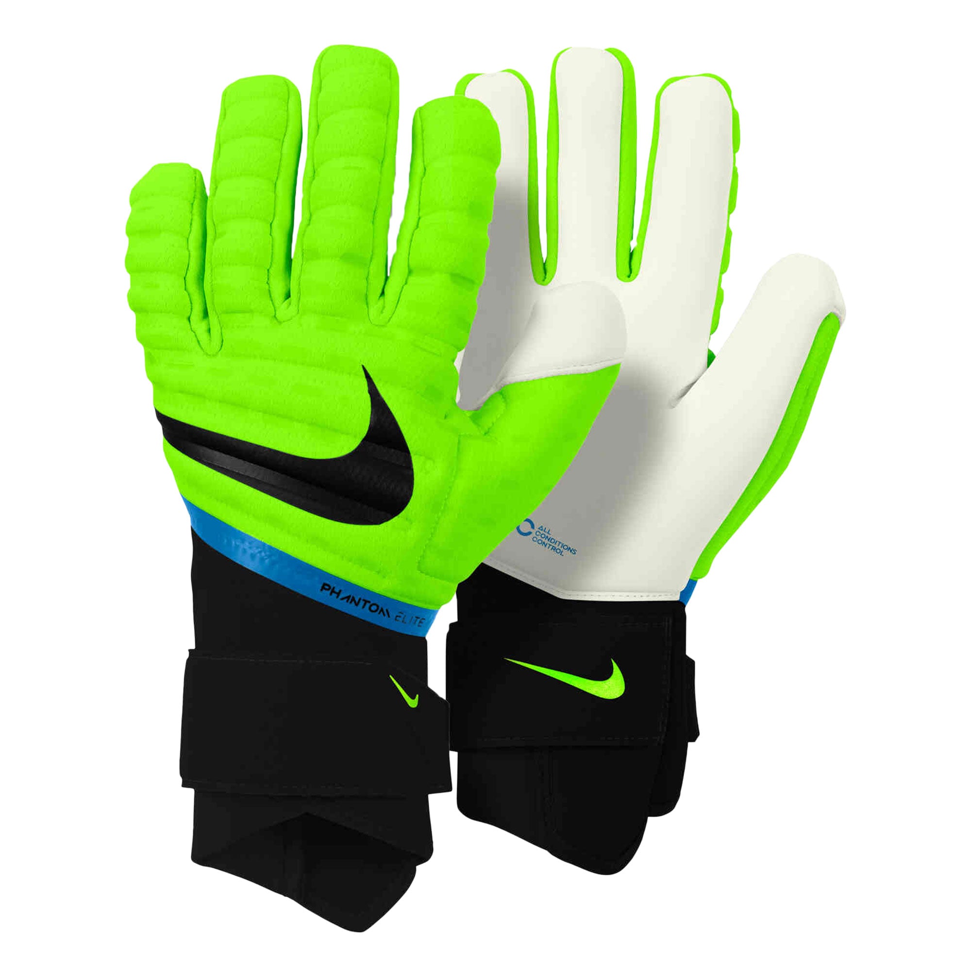Nike Men's Phantom Elite Goalkeeper Gloves Volt/Blackened Blue