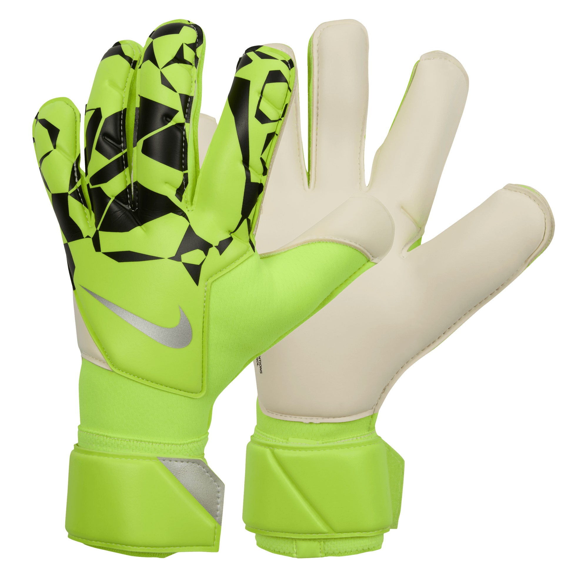 Nike Men's Vapor Grip 3 Goalkeeper Gloves Volt/Black/Metallic Silver