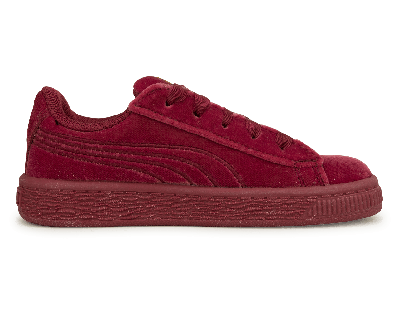 PUMA Kids Basket Classic Velour Red/Gold - Image 2