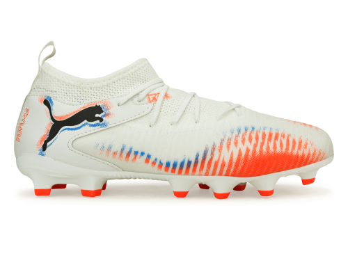 PUMA Kids Future 8 Match FG/AG White/Black/Glowing Red