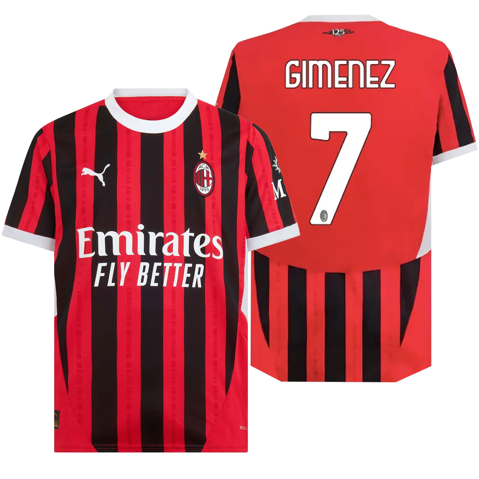 PUMA Men's AC Milan 2024/25 Home Jersey w/ Gimenez #7 Printing