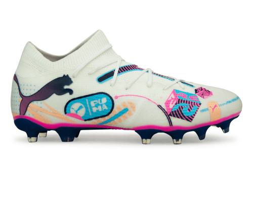 PUMA Men's Future 7 Match Volume Up FG/AG White/Luminous Blue