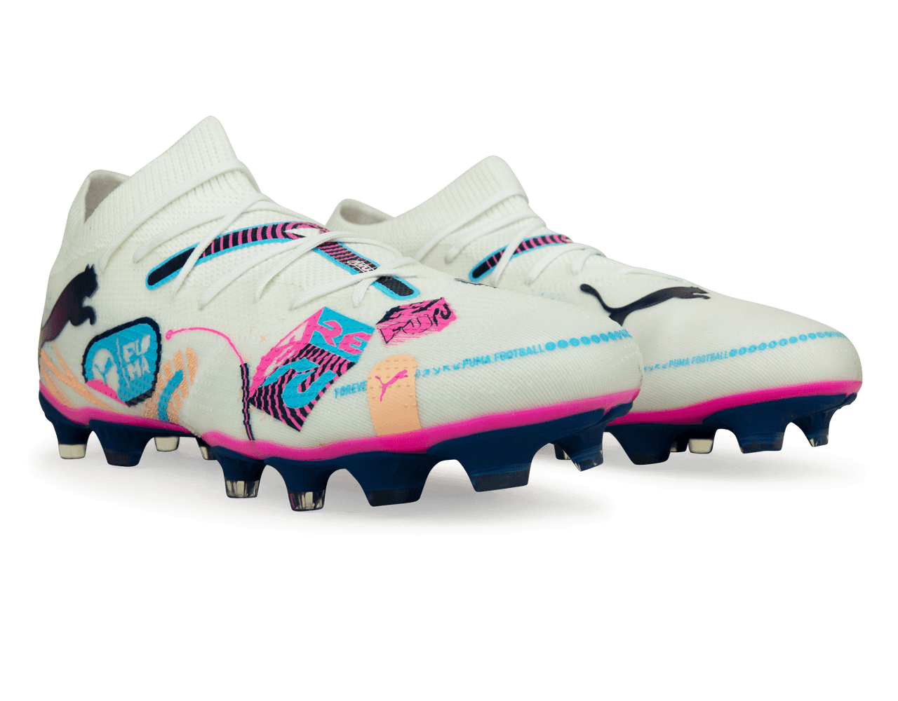 PUMA Men's Future 7 Match Volume Up FG/AG White/Luminous Blue - Image 3