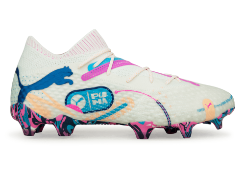 PUMA Men's Future 7 Ultimate Volume Up FG/AG White/Luminous Blue