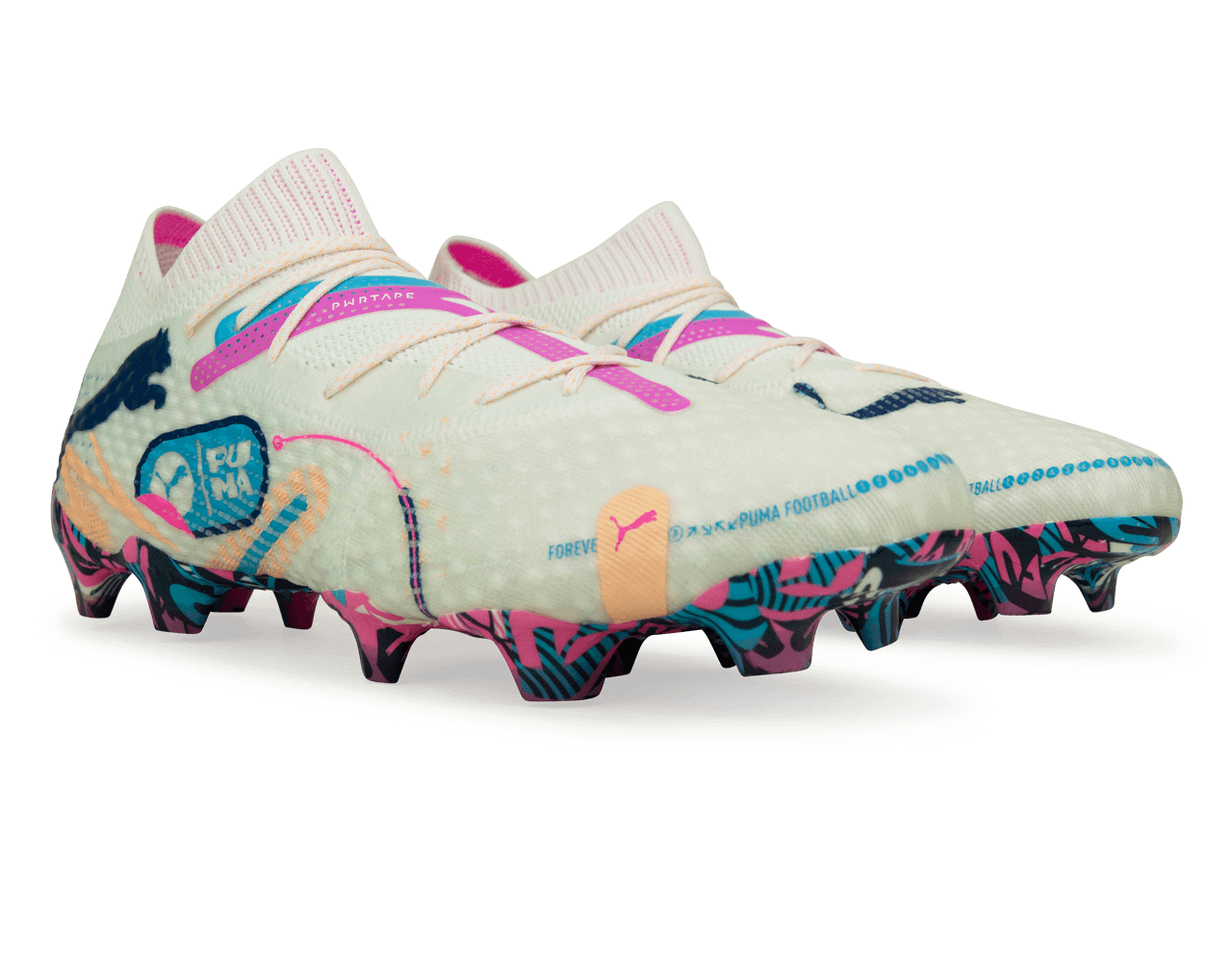 PUMA Men's Future 7 Ultimate Volume Up FG/AG White/Luminous Blue - Image 4