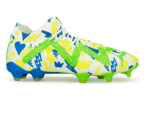 PUMA Men's Future Ultimate x Neymar FG/AG White/Blue/Lemon