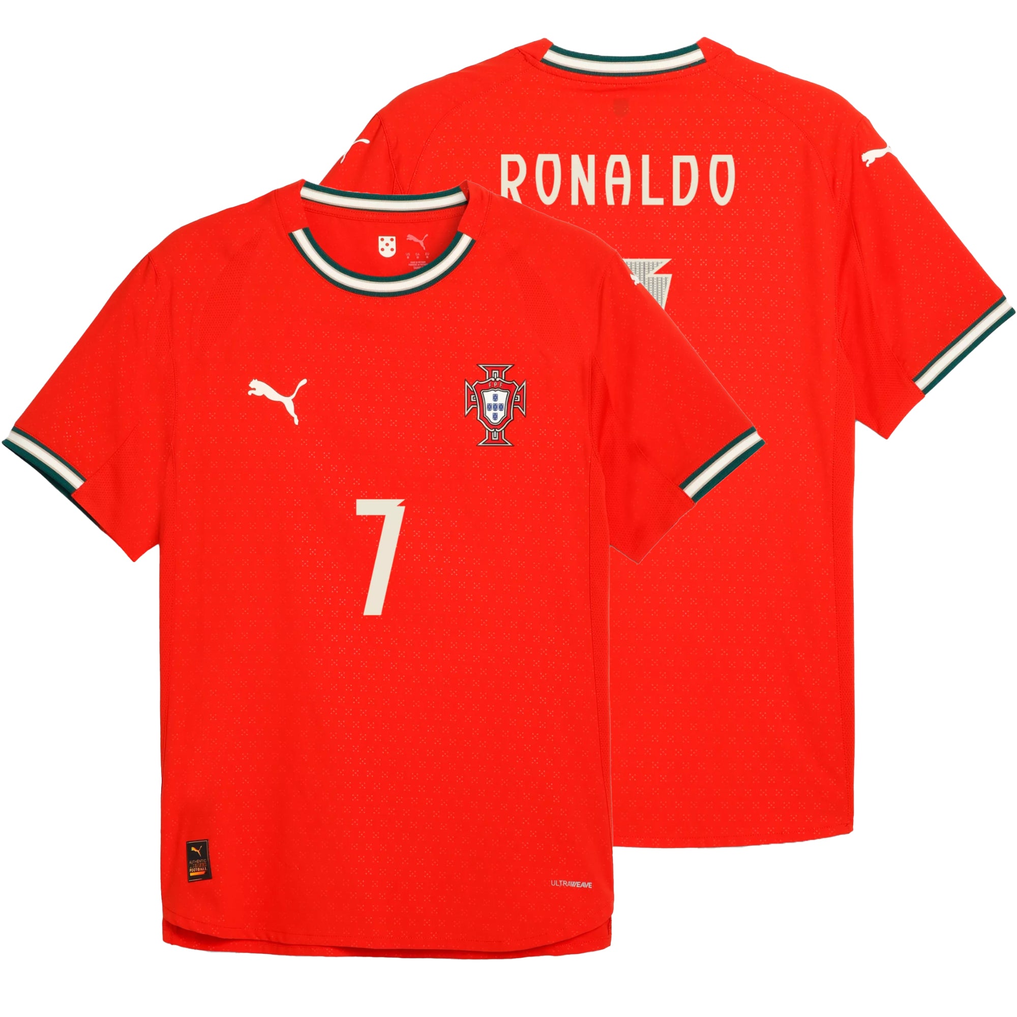 PUMA Men's Portugal 2025/26 Authentic Home Jersey w/ Ronaldo #7 Printing