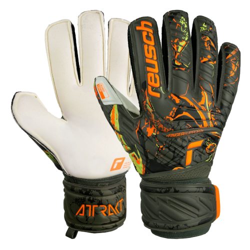 Reusch Men's Attrakt Grip Fingersave Goalkeeper Gloves Green/Orange
