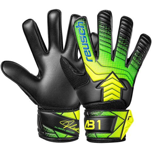 Reusch Kids Attrakt AB1 Solid Goalkeeper Gloves Black/Safety Yellow