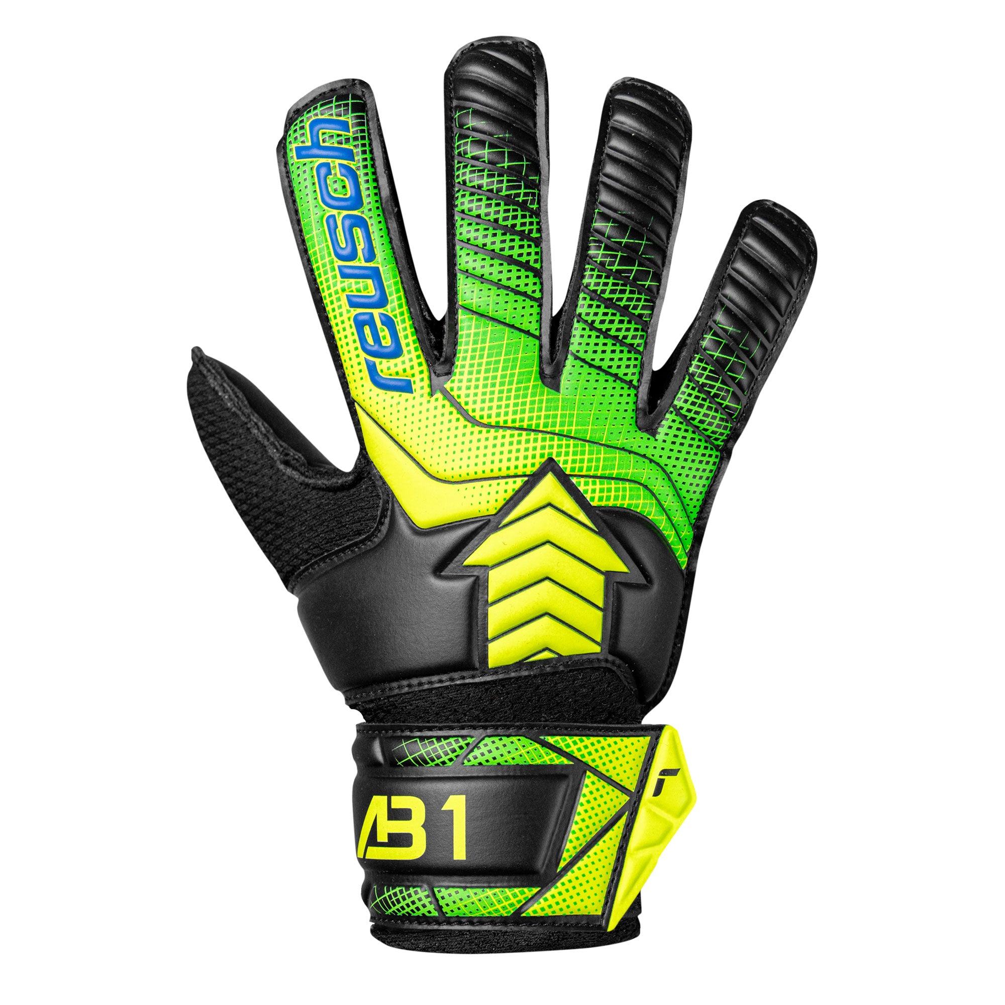 Reusch Kids Attrakt AB1 Solid Goalkeeper Gloves Black/Safety Yellow - Image 2