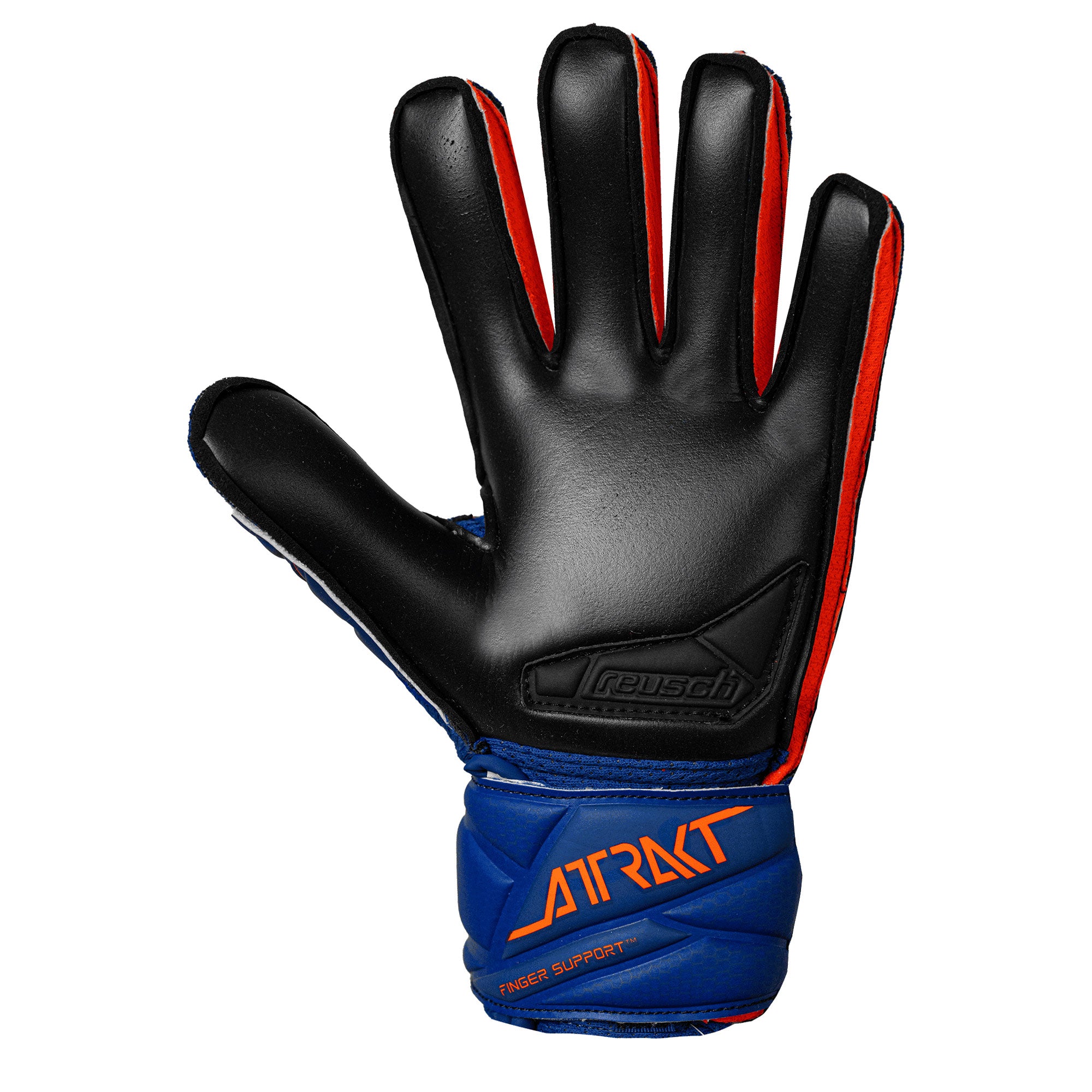 Reusch Kids Attrakt Fingersave Goalkeeper Gloves Blue/Orange - Image 3