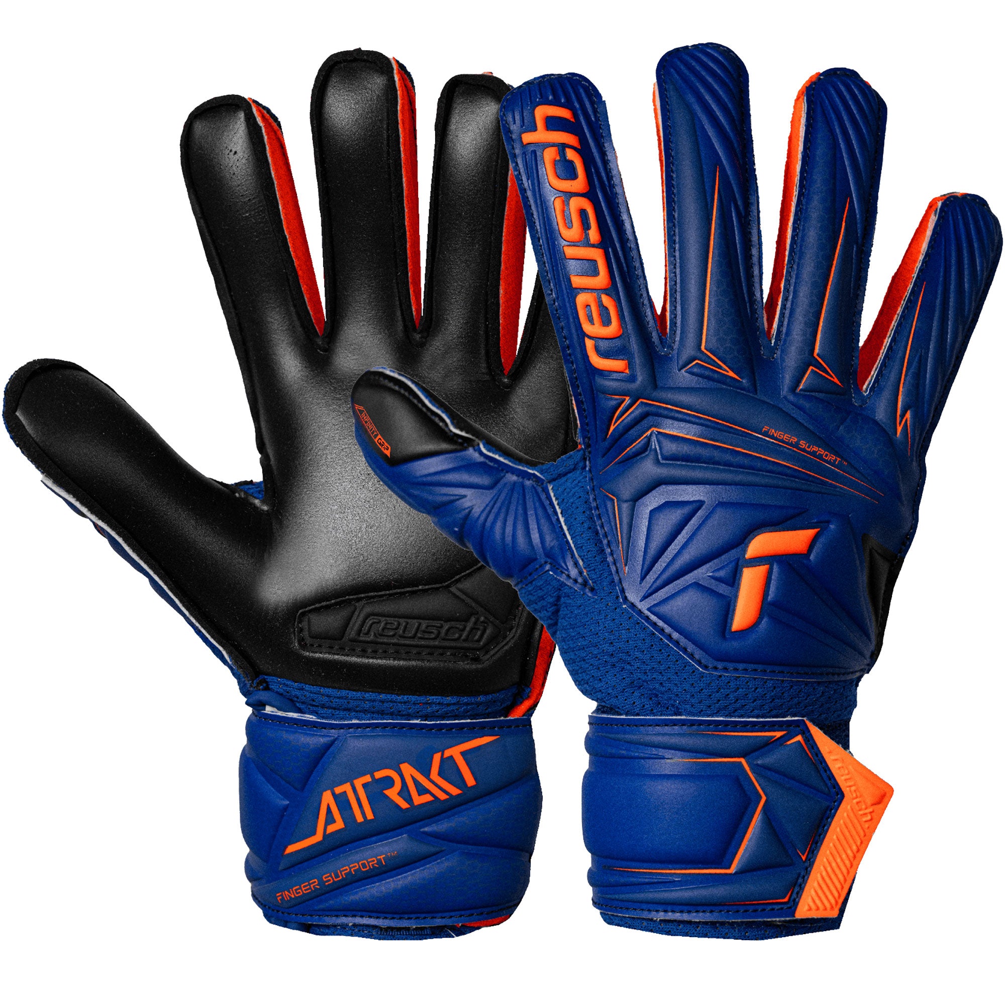 Reusch Kids Attrakt Fingersave Goalkeeper Gloves Blue/Orange