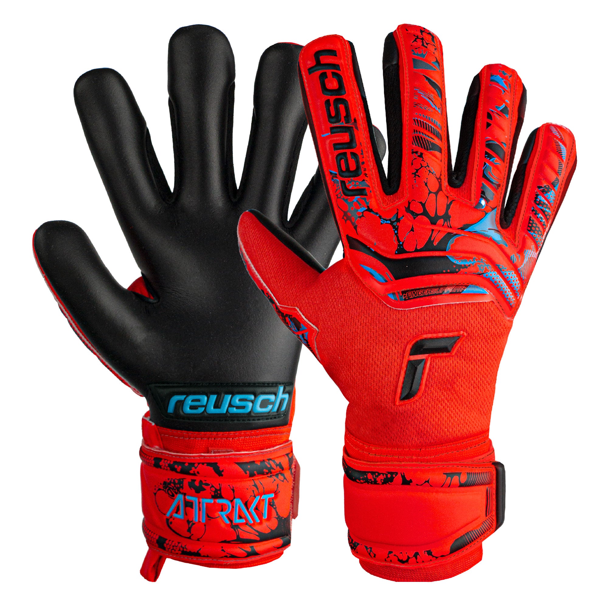 Reusch Kids Attrakt Grip Evolution Fingersave Goalkeeper Gloves Red/Black