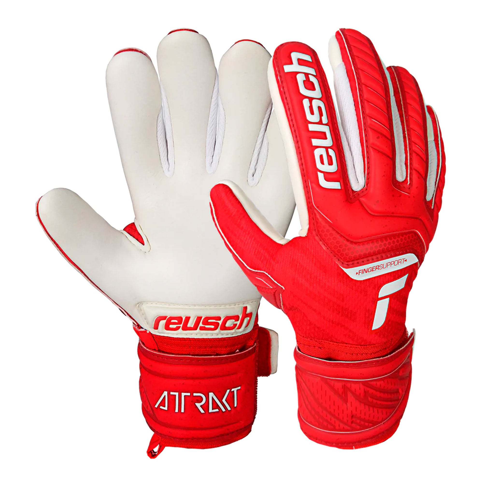 Reusch Kids Attrakt Grip Evolution Fingersave Goalkeeper Gloves Red/White