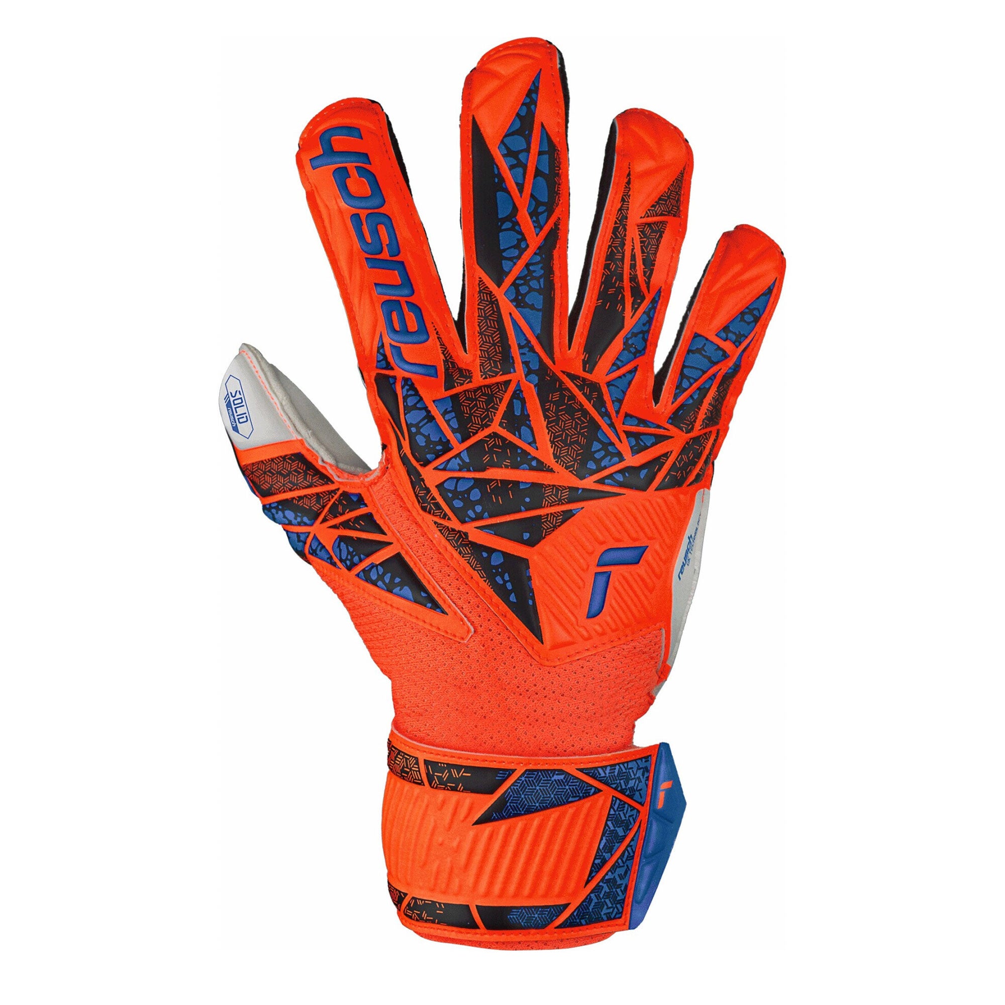 Reusch Kids Attrakt Solid Fingersave Goalkeeper Gloves Orange/Blue - Image 2