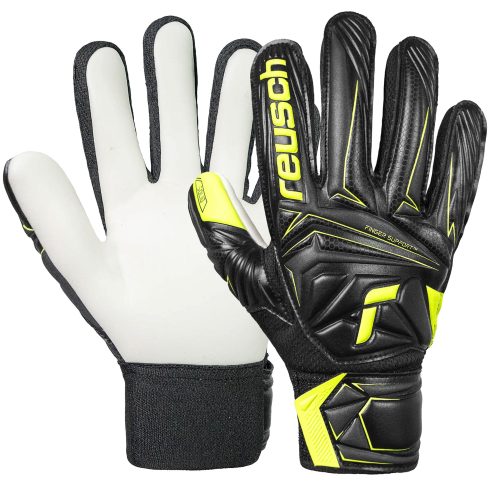 Reusch Kids Attrakt Starter Solid Fingersave Goalkeeper Gloves Black/Yellow