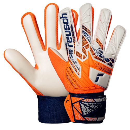 Reusch Kids Attrakt Starter Solid Goalkeeper Gloves Shocking Orange/Energize Blue
