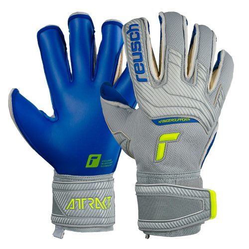Reusch Men's Attrakt Gold X Evolution Cut Fingersave GoalkeeperGloves Grey/Deep Blue