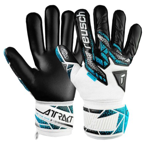 Reusch Men's Attrakt Silver NC Finger Support Goalkeeper Gloves White/Blue/Black