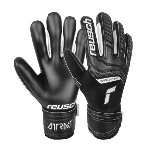 Reusch Men's Goalkeeper Attrakt Infinity Fingersave Goalkeeper Gloves Black/White