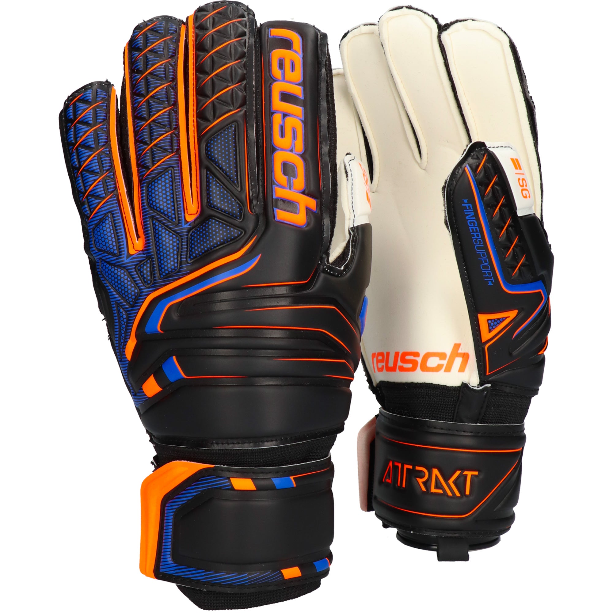 Reusch Men's Goalkeeper Attrakt SG Finger Support Gloves Black/Orange